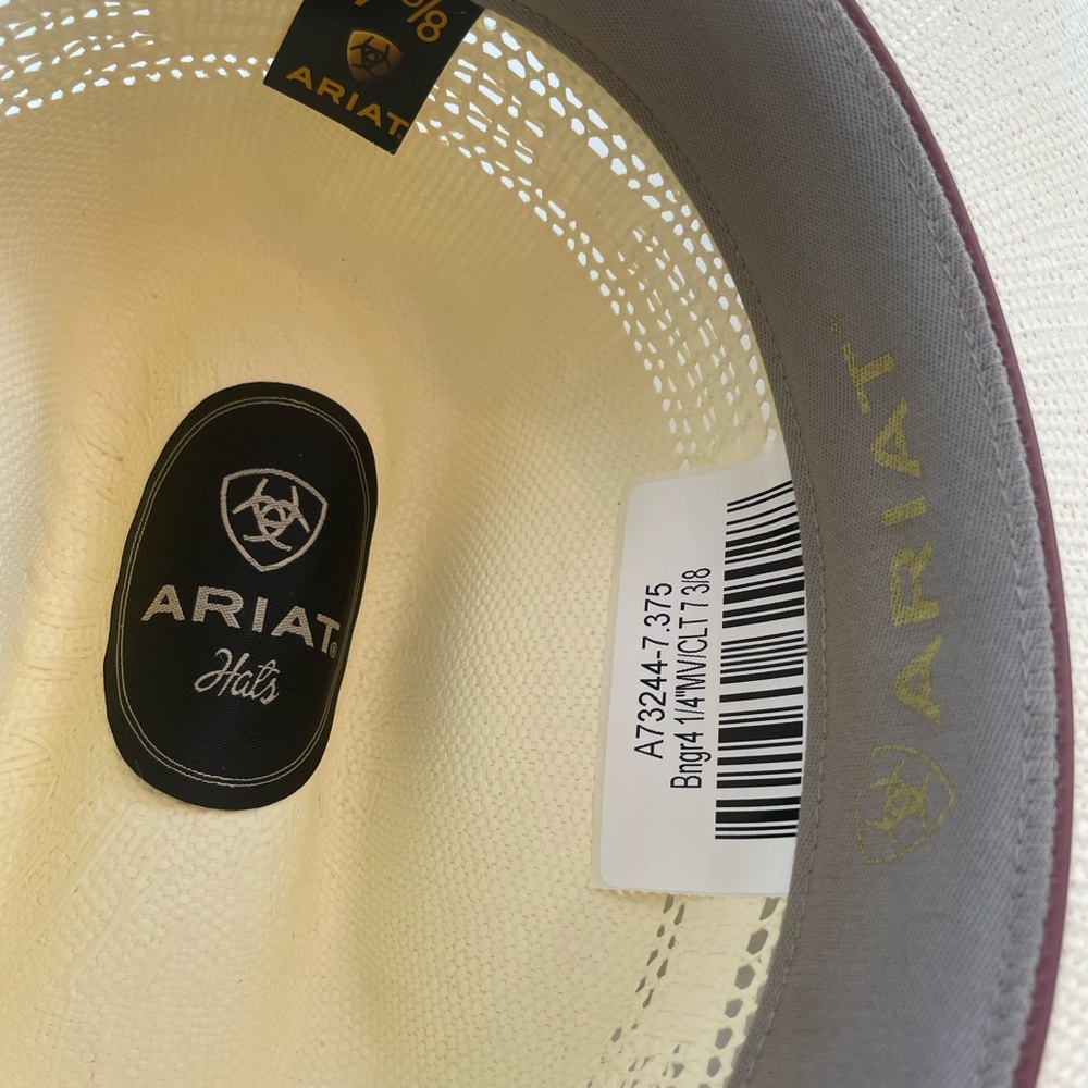 Ariat Unisex Bangora Golden Brown Straw Western Hat A73244 Size 7 3/8 NWT - Picture 4 of 5